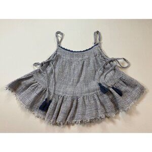 Aerie Blue Knit Ruffle Halter Top With Adjustable Straps S/P (bin GG208)